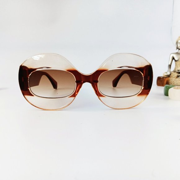 Round Oversize Two-Tone Irregular Fashion Women Sunglasses - Picture 1 of 1